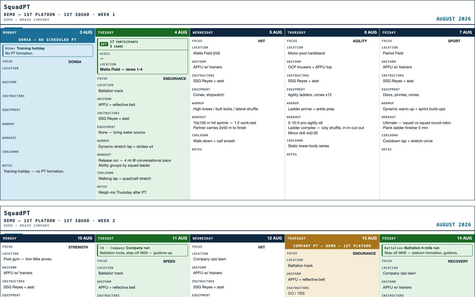 The printable one-page PT brief