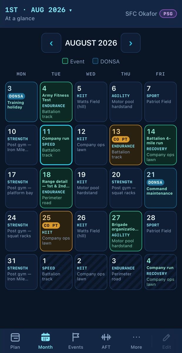 Month calendar on a phone
